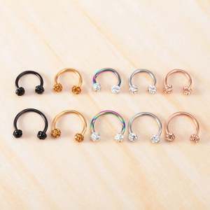 Bijoux de Piercing en <span class=keywords><strong>fer</strong></span> à <span class=keywords><strong>cheval</strong></span> 16G Cartilage Helix <span class=keywords><strong>Tragus</strong></span> boucles d'oreilles cerceau lèvres Piercing retenue Bling Septum anneaux de nez - Product Image 4