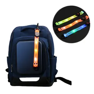 Led ışıklı sırt çantası kolye açık gece çalışan flaş süsler tırmanma sürme yansıtıcı malzemeleri Usb Schoolbag kayış halat