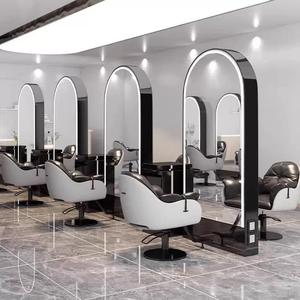 Espejo de Maquillaje Vertical de Doble Cara, Chapado en Oro, de Acero Inoxidable, para Salón de Belleza, Peluquería y Barbería - Product Image 1