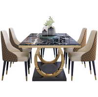Ensemble de table à manger convertible de luxe MIDOSO avec plateau en marbre stable et pieds en métal pour hôtel et usage domestique