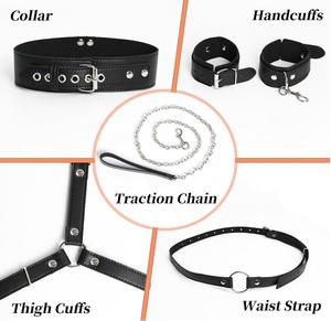 ชุดอุปกรณ์พันธนาการทางเพศแบบ BDSM สำหรับข้อมือและต้นขา ของเล่นทางเพศสำหรับคู่รัก เกม SM สายรัดคอปรับได้ เป็นมิตรกับสิ่งแวดล้อม - Product Image 3