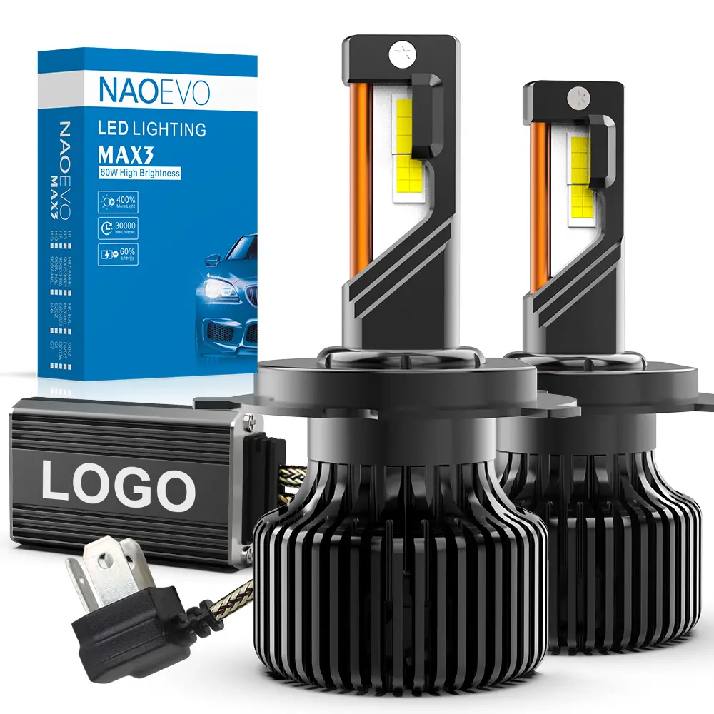 NAO Super High Bright MAX3 120W 13000Lm Auto Light H11 Automotive Headlamp Kit Canbus Faro 9005 H7 Led Headlight Bulb Car Led H4