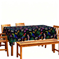 Nappe de table imprimée numérique de qualité supérieure avec motif de perroquet tropical et toucan, couverture de table florale pour décoration sur le thème de la jungle, vente en gros