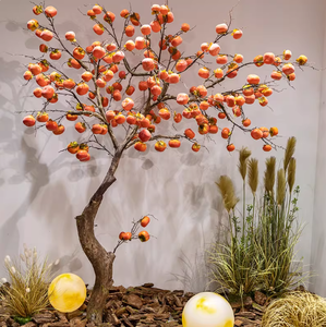 <span class=keywords><strong>Arbre</strong></span> artificiel de kaki pas cher, <span class=keywords><strong>arbre</strong></span> <span class=keywords><strong>à</strong></span> vœux, pour intérieur et extérieur, décoration de vitrine du Nouvel An, fausse plante fruitière paysagère - Product Image 1