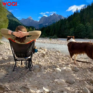 เก้าอี้พับสำหรับตั้งแคมป์กลางแจ้ง Woqi โครงอะลูมิเนียม ผ้า Oxford พกพาสะดวก สีส้ม - Product Image 3