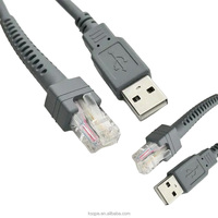 Konektor USB 2.0 Komputer Kabel Data Transfer Simbol Pemindai Barcode Abu-abu Kabel Pemindai RJ45