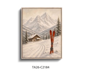 Quadro su Tela con Telegrafia Montana <span class=keywords><strong>Vintage</strong></span> e Montagna Innevata, Decorazione Moderna per Parete - Product Image 3