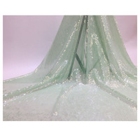 Tissu à paillettes transparent multicolore Dentelle transparente à paillettes Tissu de tulle extensible Dentelle française pour robe de femme