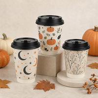 Gobelet en carton à double paroi isotherme, motif chaudron, avec logo personnalisé imprimé, pour boissons d'automne, 8oz, en gros, direct usine