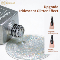 Kit de Vernis à Ongles Gel Pailleté Réfléchissant Holographique Style Français pour Fête de Mariage, Manucure LED Professionnelle et DIY à Domicile