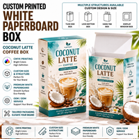 Boîte en carton blanc SBS 18pt imprimée sur mesure pour café spécial, boîte à café au lait de coco, pelliculage mat