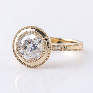 Bague en diamant rond de 2 carats, bague en or 14 carats, bague de fiançailles pour femme, diamant - Product Image 5