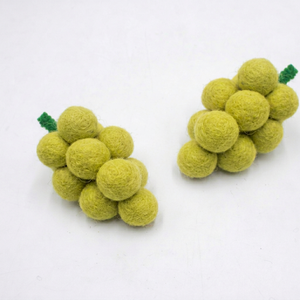 Stitched <b>Wool</b> Felt & Yarn Purple and Green Grapes Interactive Educational Play Toys for Kids - Product Image 6