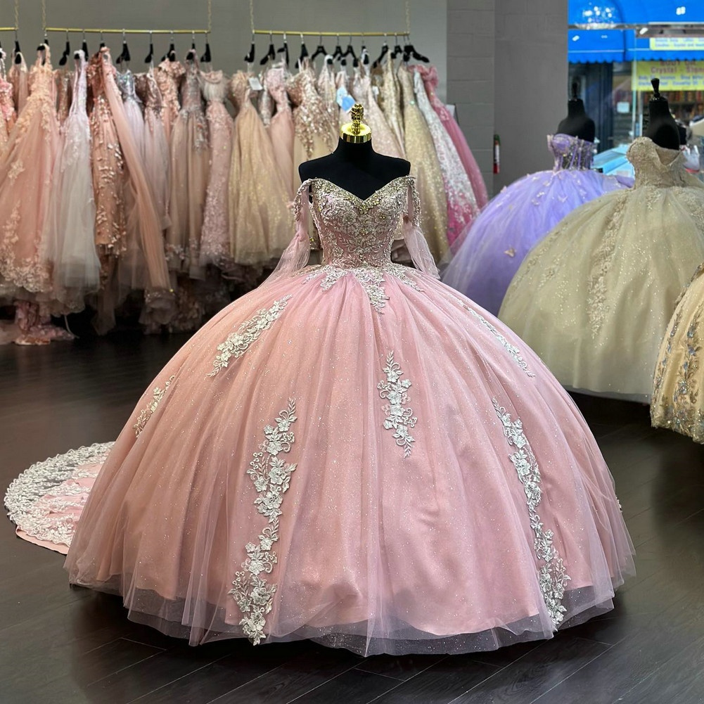 Gold Puffy Quince Dresses Mumuleo 2024 Quinceanera Dresses Puffy Pink With Long Sleeves Gold Puffy Quince Dresses Mumuleo 2024 Quinceanera Dresses Puffy Pink With Long Sleeves
