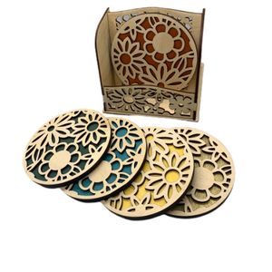 Handcrafted Walnut Wooden Decorative <b>Coaster</b> <b>Set</b> of Four Personalized Mango Wood <b>Coasters</b> Table Mats & Pads Manufacture by India - Product Image 3