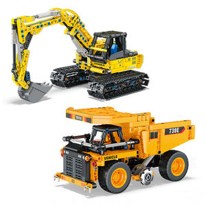 57017 57018 Engineering Vehicle Excavator Small Particles Block Bricks Model Children <b>Educational</b> Building Block Set Plastic <b>Toy</b> - Product Image 6