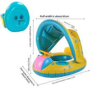 Grand siège de bain gonflable épaissi pour bébé et enfant, avec volant et auvent, 80x65cm - Product Image 2