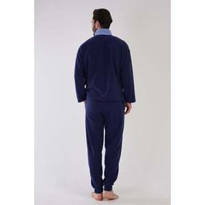 Conjunto de Pijama de Manga Larga con Hombros Descubiertos para Hombre, con Puños y Bolsillos, Cuello de Forro Polar, Ropa de Dormir para Hombre - Product Image 1