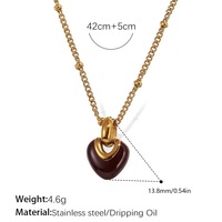ERESI Collier classique avec pendentif en forme de grand cœur en zircon Bijoux de collier en acier inoxydable plaqué or 18 carats avec cœur en PVD étanche