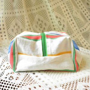 Fashion Striped Cotton Eco-Friendly Cosmetic Bag Custom Portable Cute Makeup Organizer Women Zipper Pouch Travel <b>Storage</b> - Product Image 3