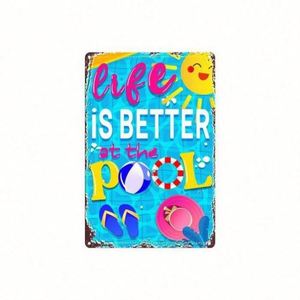 Señal de Seguridad Personalizada para Parque Acuático de Verano, Estilo Retro, Señal de Advertencia para Piscina, Regalo Promocional - Product Image 1