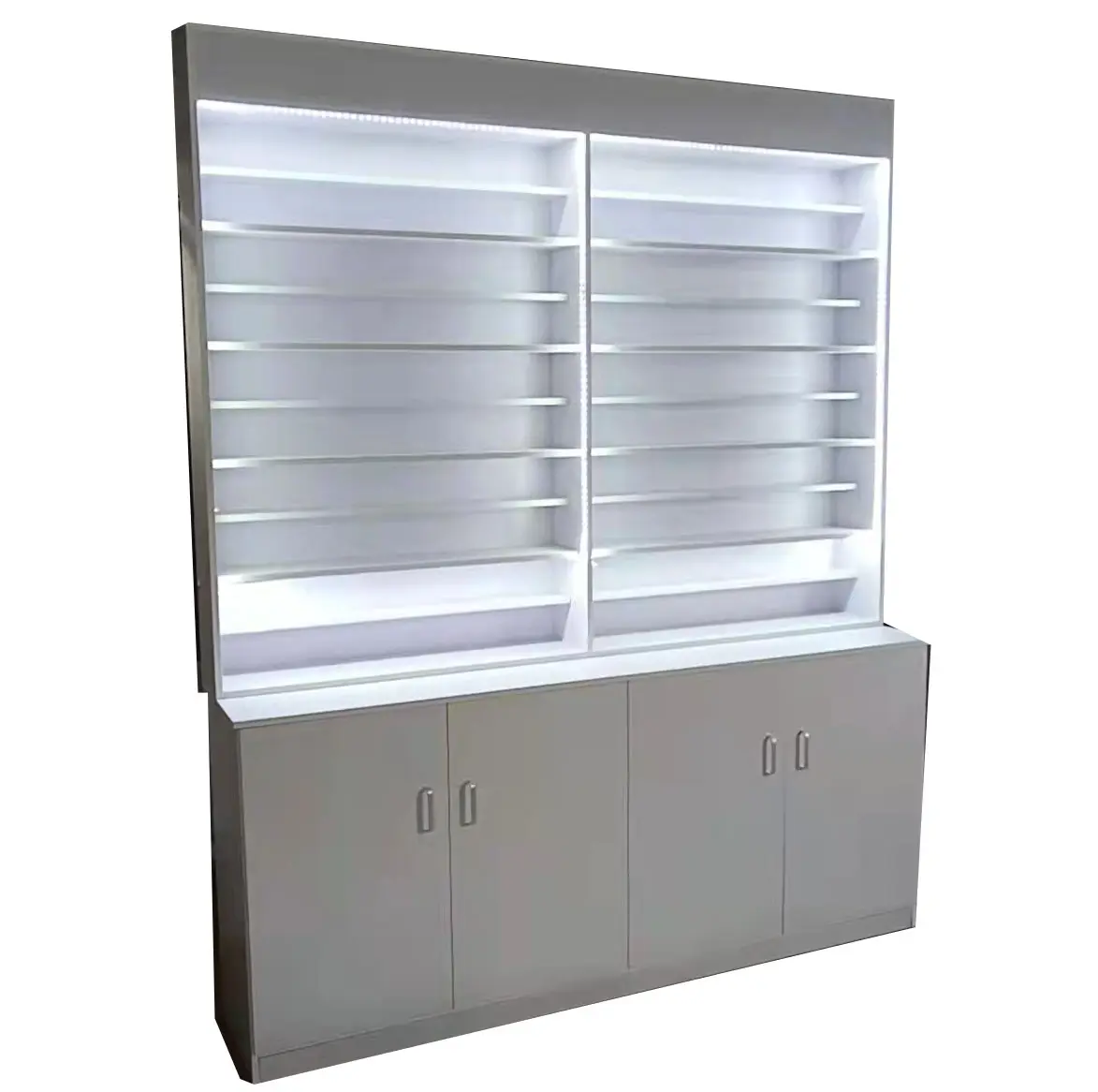 2022 Wholesale High Quality White Custom Made Polish Shelf Display Stand With Lights