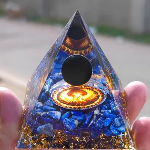 Pirámide de cristal de orgonita, amatista, Ojo de Tigre, energía, hecho a mano, venta al por mayor