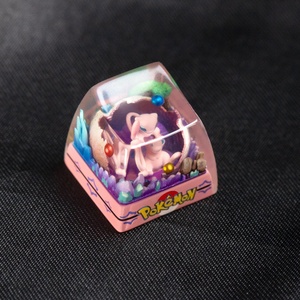 Keycap artisanal en résine imprimé en 3D, design transparent rétroéclairé, double couche CNC, thème Pokémon Mew - Product Image 3