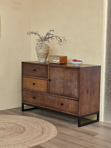 Commode américaine en bois massif, style moderne et luxueux, ancienne armoire de rangement pour salon, grande capacité, 4 tiroirs, pour la maison - Product Image 2