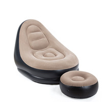 Mobilier moderne PVC gonflable simple remplissage d'air flocage Mobilier de salon lounge canapé chaise avec repose-pieds canapé-lit marron