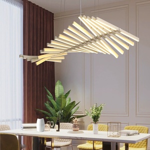 Décoration de salon nordique, lustre de plafond LED moderne et luxueux, luminaire suspendu créatif en forme d'arête de poisson pour salle à manger, avec télécommande - Product Image 2