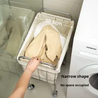 Panier à linge en acier au carbone de grande capacité avec roulettes lisses et durables pour vêtements sales