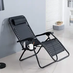 Vente en gros Bureau Pliant Relax Sleeping Lounge Recliner Cheap Outdoor Metal Camping Beach Zero Gravity Chaise Inclinable