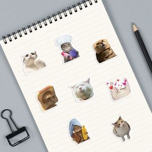 50 autocollants décoratifs mignons de chats de dessin animé pour enfants, en vinyle PVC, découpés, imperméables, pour carnets - Product Image 6