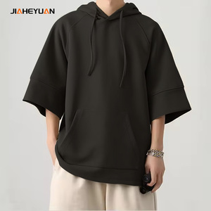 Sudaderas con <span class=keywords><strong>Capucha</strong></span> Extra Grandes de Alta Calidad OEM para Hombre, <span class=keywords><strong>Sudadera</strong></span> <span class=keywords><strong>Corta</strong></span> Holgada Personalizada para Hombre - Product Image 3