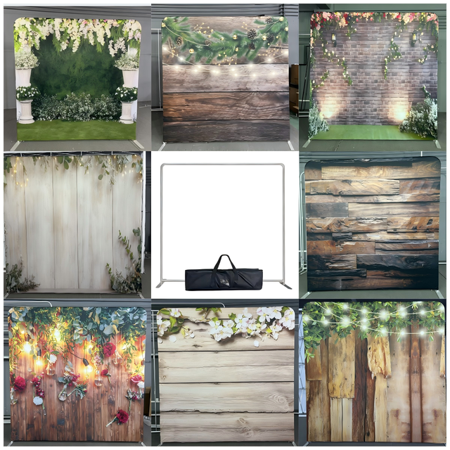 Premium 2.3*2.3m Custom Printing Tension Fabric Photo Booth Backdrop Banner 32*1.0mm Aluminum Frame Backdrop Stand for Studio