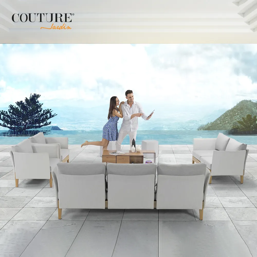 Couture Jardin Welkom Lounge Sofa Outdoor Modulaire Verstelbare Slaapbank Lounger 3-Seater Stoel Met Verstelbare Functie