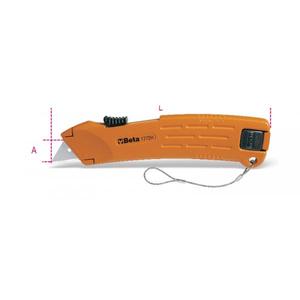 BETA - 017724029 Cuchillo utilitario de seguridad con hoja retráctil, suministrado con 2 cuchillas, HERRAMIENTAS DE ENCAJE DE-EAN 8014230860664 - Product Image 1