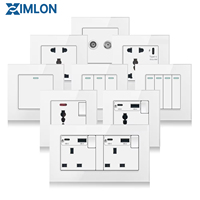 Prise murale universelle électrique XIMLON 13A norme britannique avec 2 ports USB et 1 port USB-C, indice de protection IP21, verre trempé 86