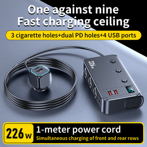 226W 9IN1 1-meter Extension <b>Cable</b> Newly Upgraded Gan Chip Dual PD Ports Simultaneous <b>Charging</b> of Multiple Products Car Charger - Product Image 2