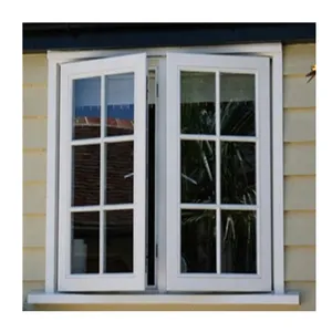 Conch Profile Impact Window Pvc/upvc Casement Windows with Grills Double Tempered Glass Customized Size Horizontal Plastic Swing