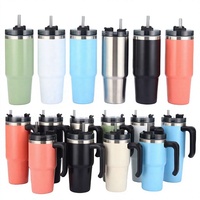 Gobelet isotherme sous vide de 30 oz pour voiture avec poignée, résistant à la glace, avec paille, tasse à bière, tasse à café, tasse cadeau