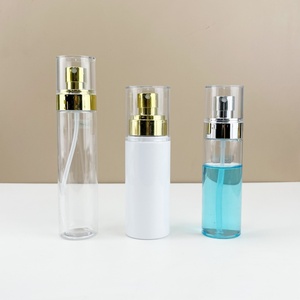 Factory Direct Price <b>Plastic</b> Spray <b>Bottle</b> Round <b>Empty</b> 40ml 50ml 60ml 80ml 100ml 120ml White <b>Plastic</b> <b>Bottle</b> with Gold Spray Cap - Product Image 3