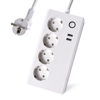 Multiprise intelligente Wi-Fi Tuya standard UE 16A, 4 prises, 2 ports USB, en cuivre, commande vocale, pour maison connectée - Offre Spéciale