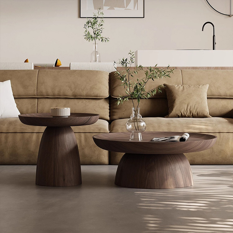 round wooden coffee table