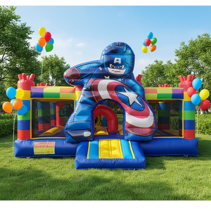 Château <span class=keywords><strong>gonflable</strong></span> d'aventure Heroic Shield avec obstacles colorés et toboggan pour les enfants, divertissement sur le thème de l'<span class=keywords><strong>action</strong></span> - Product Image 1