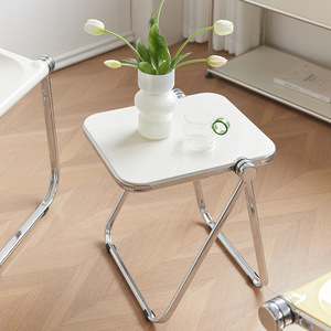 Transparante opvouwbare bijzettafel van kunststof, multifunctioneel, modern, minimalistisch, voor thuisgebruik, casual banktafel, balkon, kleine tafel - Product Image 1