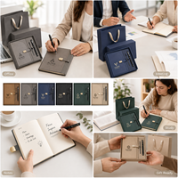 Set de Regalo de Cuaderno de Cuero PU A5 de Lujo con Bolígrafo Metálico, Set de Papelería Ejecutiva para Empresas