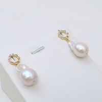 Lucy bijoux plaqué or rond cercle Zircon grande perle colorée boucles d'oreilles perle baroque d'eau douce pour les femmes
