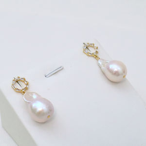 <span class=keywords><strong>Lucy</strong></span> bijoux plaqué or rond cercle Zircon grande perle colorée boucles d'oreilles perle baroque d'eau douce pour les femmes - Product Image 5